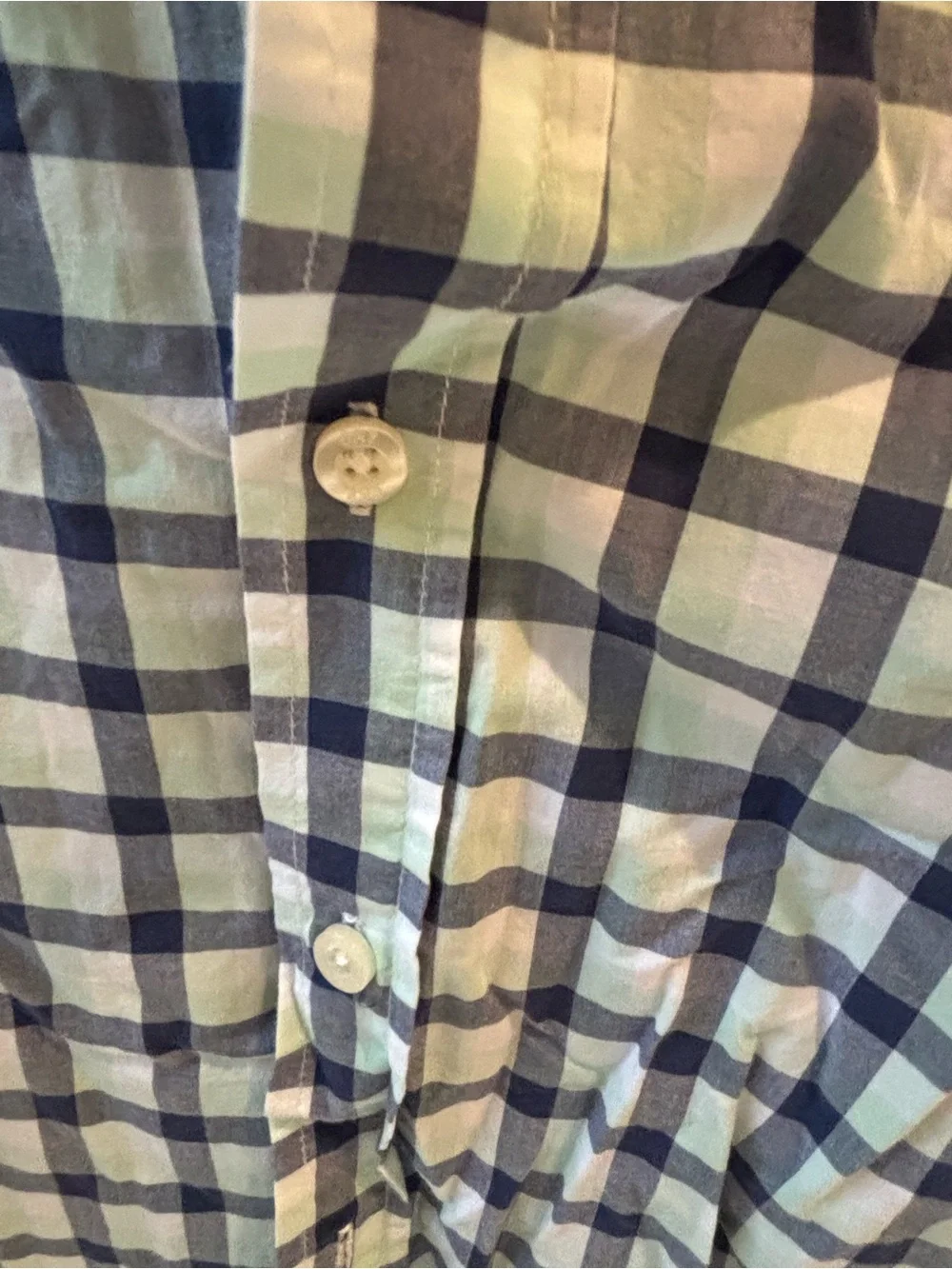 GAP Kid’s Navy and White and lime green Plaid Button-Down Shirt